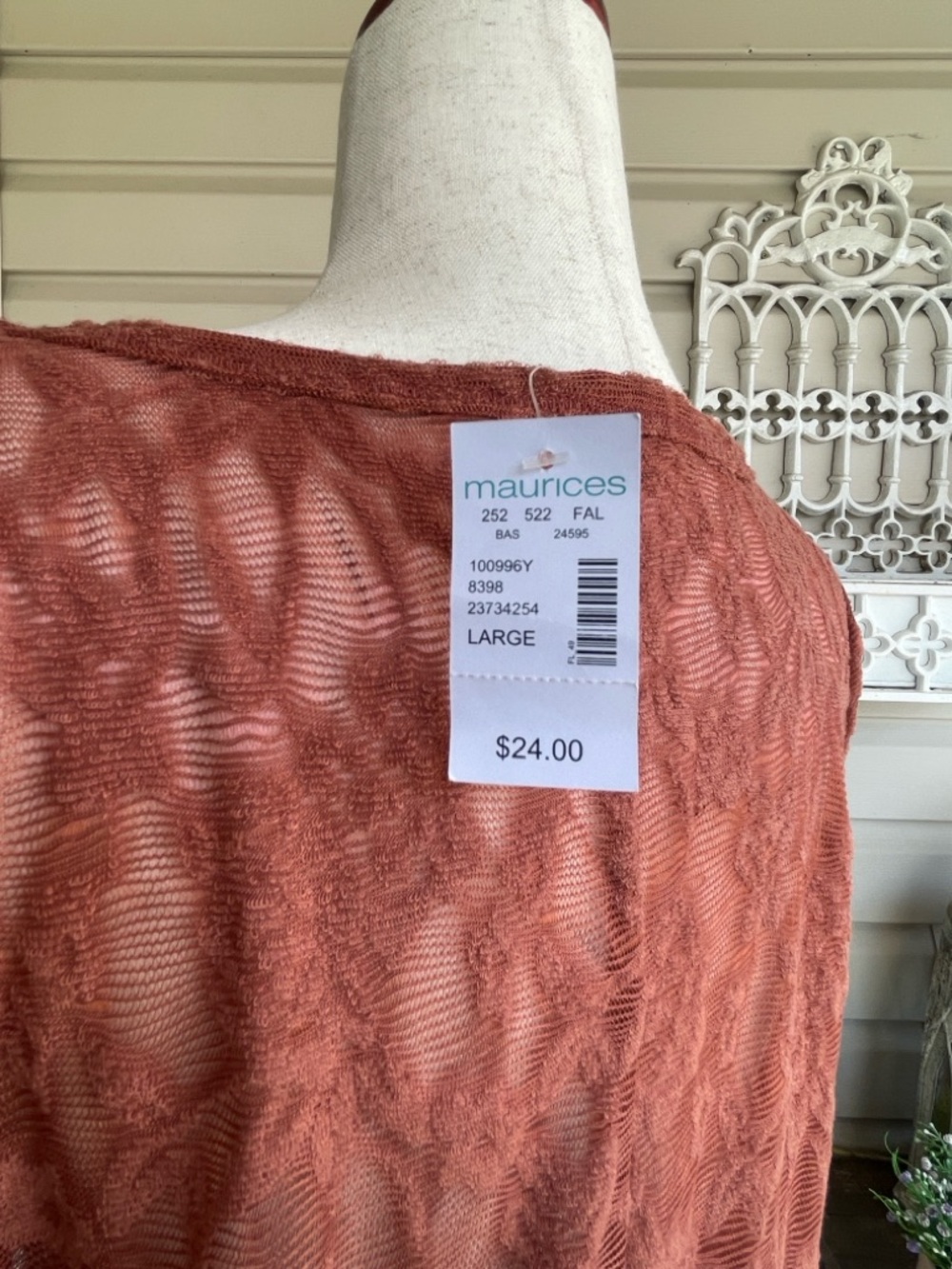Maurices Rust RTV 24/7 Long Sleeve Lace Tee - Picture 6 of 8